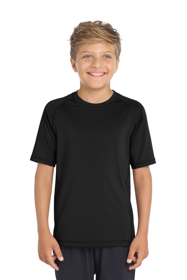 SportTek Youth Rashguard Tee YST470 Black