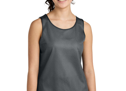 SportTek Youth PosiCharge Reversible Mesh Tank YST5000 Iron Grey White