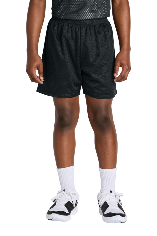 SportTek Youth PosiCharge Mesh 5" Short YST5100 Black
