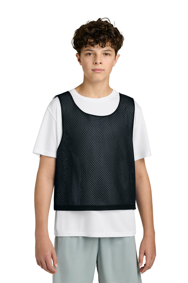 SportTek Youth Lacrosse Reversible Pinnie YST512 Black White