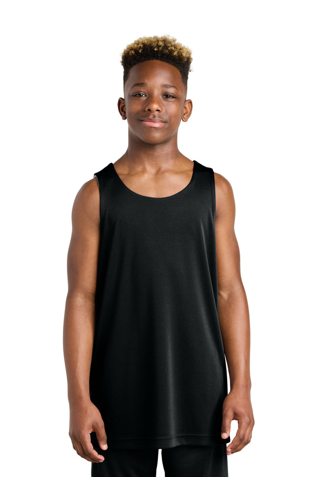 SportTek Youth PosiCharge Competitor Rev Tank YST551 Black White
