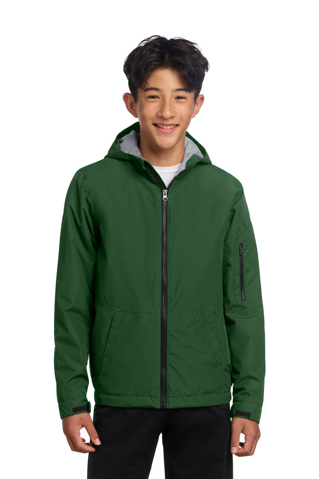 SportTek Youth Waterproof Insulated Jacket YST56 Forest Green
