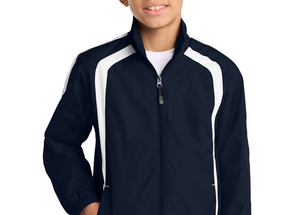 SportTek Youth Colorblock Raglan Jacket YST60 True Navy White