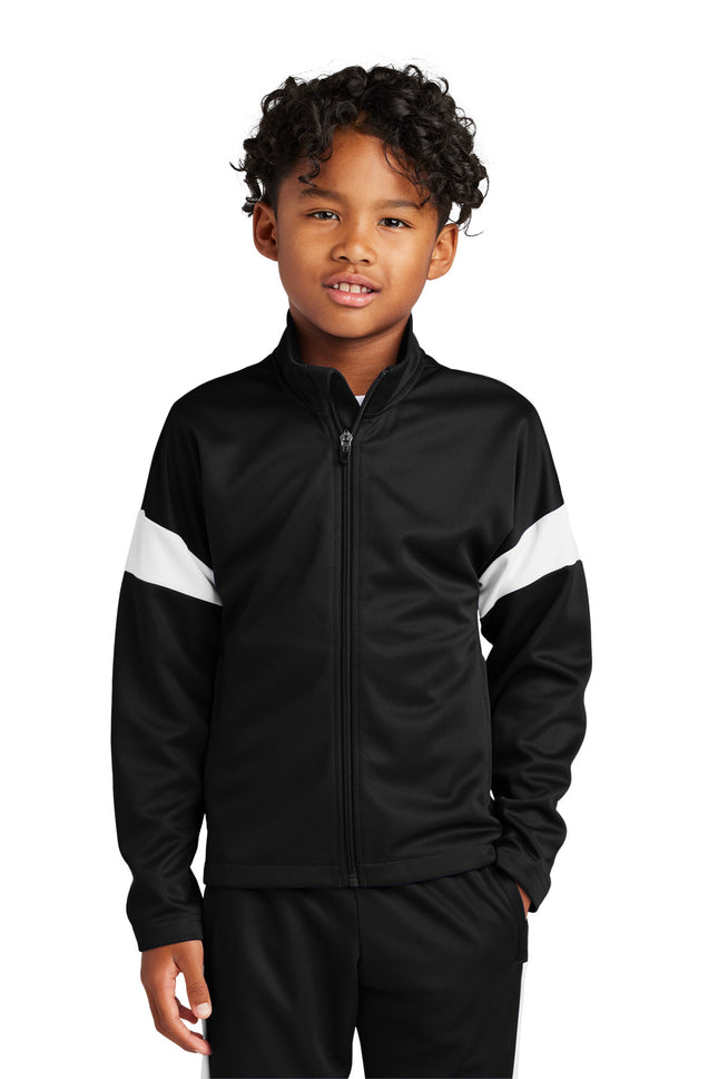 SportTek Youth Travel FullZip Jacket YST800 Black White
