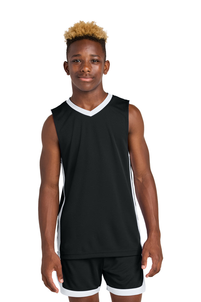 SportTek Youth Rival Basketball Rev Jersey YST900 Black White