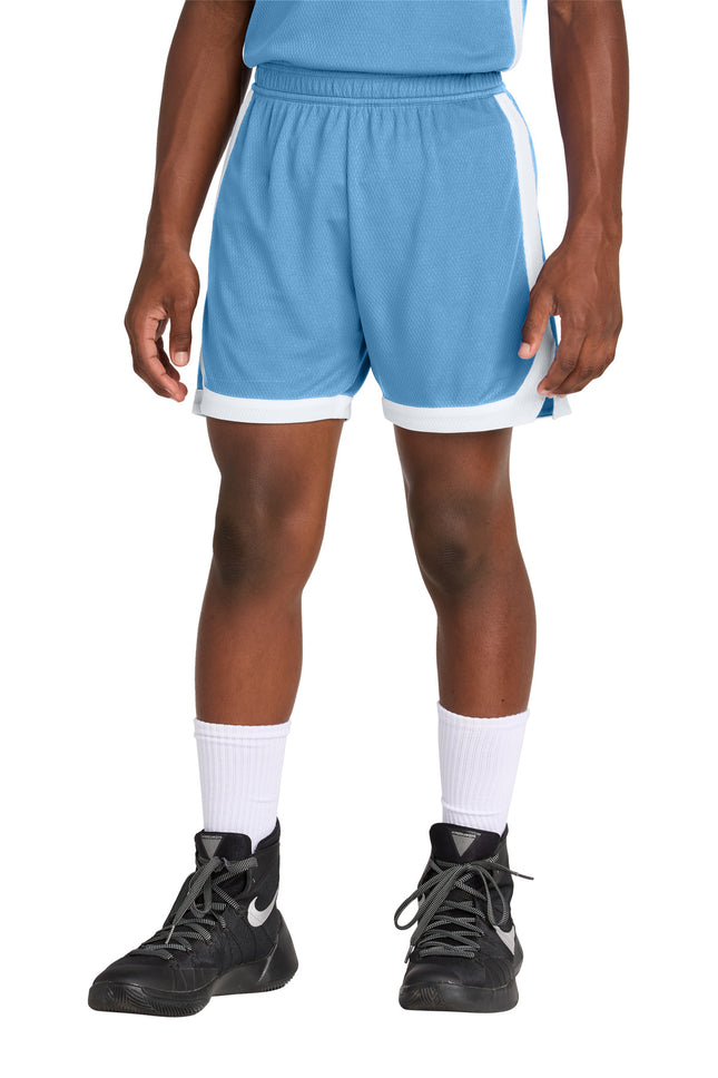 SportTek Youth Rival Basketball 5" Short YST901 Carolina Blue White