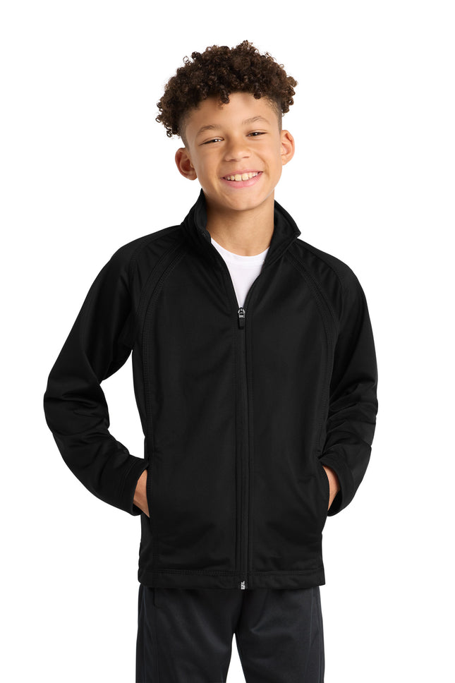 SportTek Youth Tricot Track Jacket YST90 Black Black