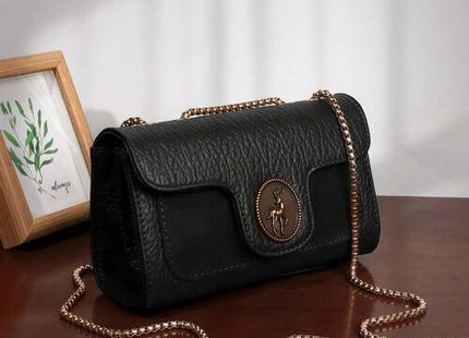 Women’s Vintage Textured PU Box Crossbody Bag with Chain Strap
