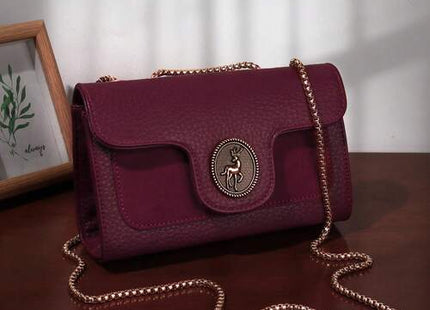 Women’s Vintage Textured PU Box Crossbody Bag with Chain Strap