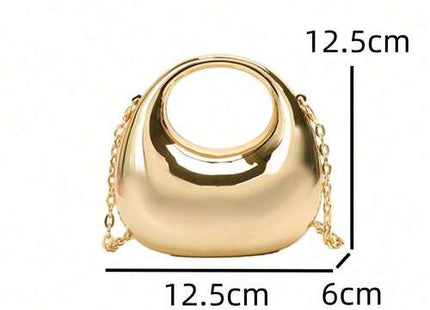 Women’s Metallic Gold Acrylic Crescent Moon Mini Evening Bag with Chain Strap