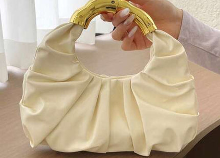 Women’s Pleated Large-Capacity Cloud Handbag with Metal Hardware
