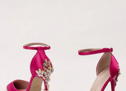 Women’s Floral Embellished Pointed-Toe Ankle-Strap Stiletto Pumps