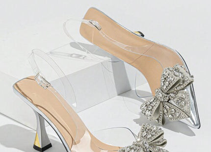 Women’s Rhinestone Bow Pointed-Toe Kitten Heel Pumps