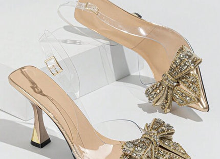 Women’s Rhinestone Bow Pointed-Toe Kitten Heel Pumps