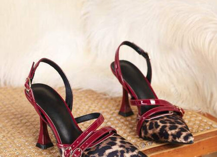 Women’s Leopard Print Pointed-Toe Ankle-Strap High Heel Pumps