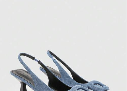 Women’s Pointed-Toe Slingback Kitten Heel Pumps with Square Buckle