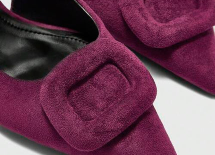 Women’s Pointed-Toe Slingback Kitten Heel Pumps with Square Buckle