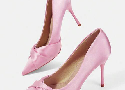 Women’s Satin Pointed-Toe Stiletto Pumps with Knotted Detail