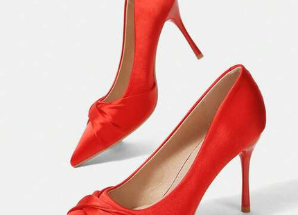 Women’s Satin Pointed-Toe Stiletto Pumps with Knotted Detail