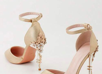 Women’s Floral Embellished Pointed-Toe Ankle-Strap Stiletto Pumps