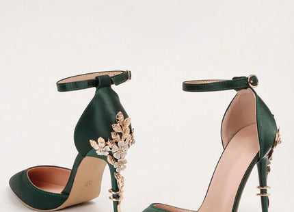 Women’s Floral Embellished Pointed-Toe Ankle-Strap Stiletto Pumps