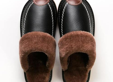 Men’s Faux Fur-Lined Closed-Toe Indoor House Slippers