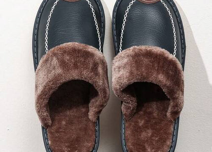 Men’s Faux Fur-Lined Closed-Toe Indoor House Slippers