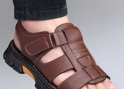 Men’s Brown Adjustable Strap Outdoor Sandals with Rugged Sole