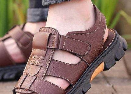Men’s Brown Adjustable Strap Outdoor Sandals with Rugged Sole