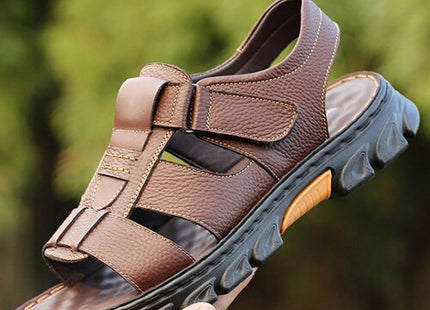 Men’s Brown Adjustable Strap Outdoor Sandals with Rugged Sole