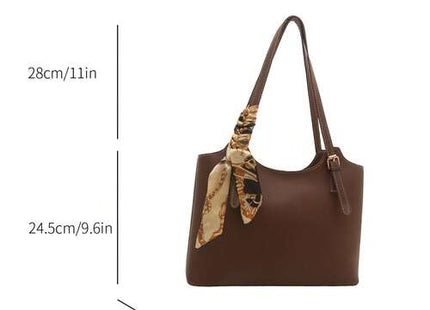 Women’s Minimalist Letter Print Shoulder Bag with Scarf