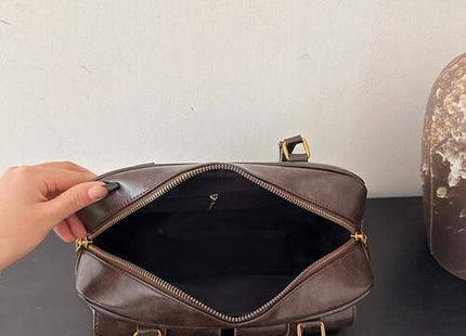 Women’s Retro Multi-Pocket PU Shoulder Bag with Detachable Charm