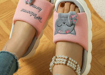 Women’s Cartoon Animal Open-Toe Chunky Sole Slide Slippers