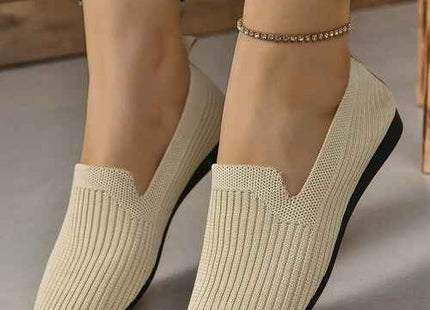 Women’s Beige Breathable Flat-Sole Casual Sneakers