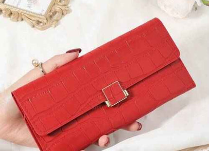 Women’s Burgundy Trifold Wallet with Multi-Card Slots and Zipper Pocket
