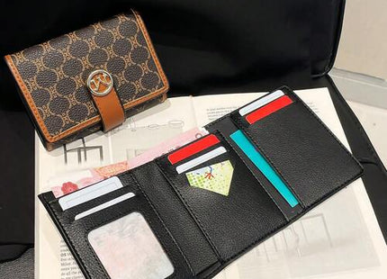 Women’s Letter Print Trifold Wallet with Coin Purse and Multi-Card Slots