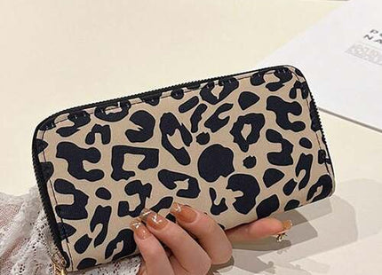 Women’s Vintage Leopard Print Long Wallet with Phone Pocket and Multi-Card Slots