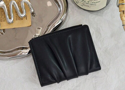 Women’s Korean-Style Wrinkled PU Card Holder with Multiple Card Slots